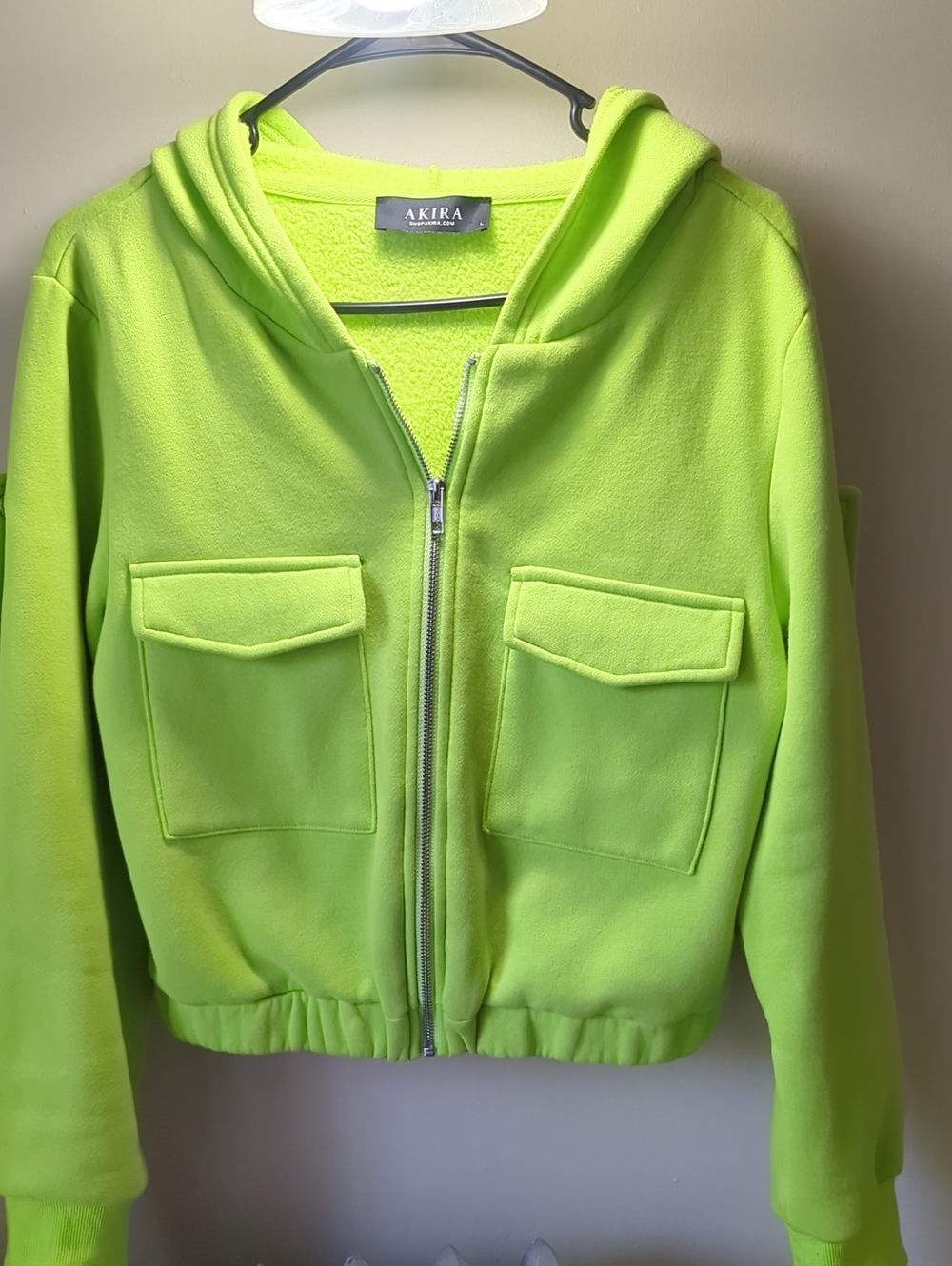 AKIRA Neon Lime Zip-Up Hoodie Jacket & Pants Set